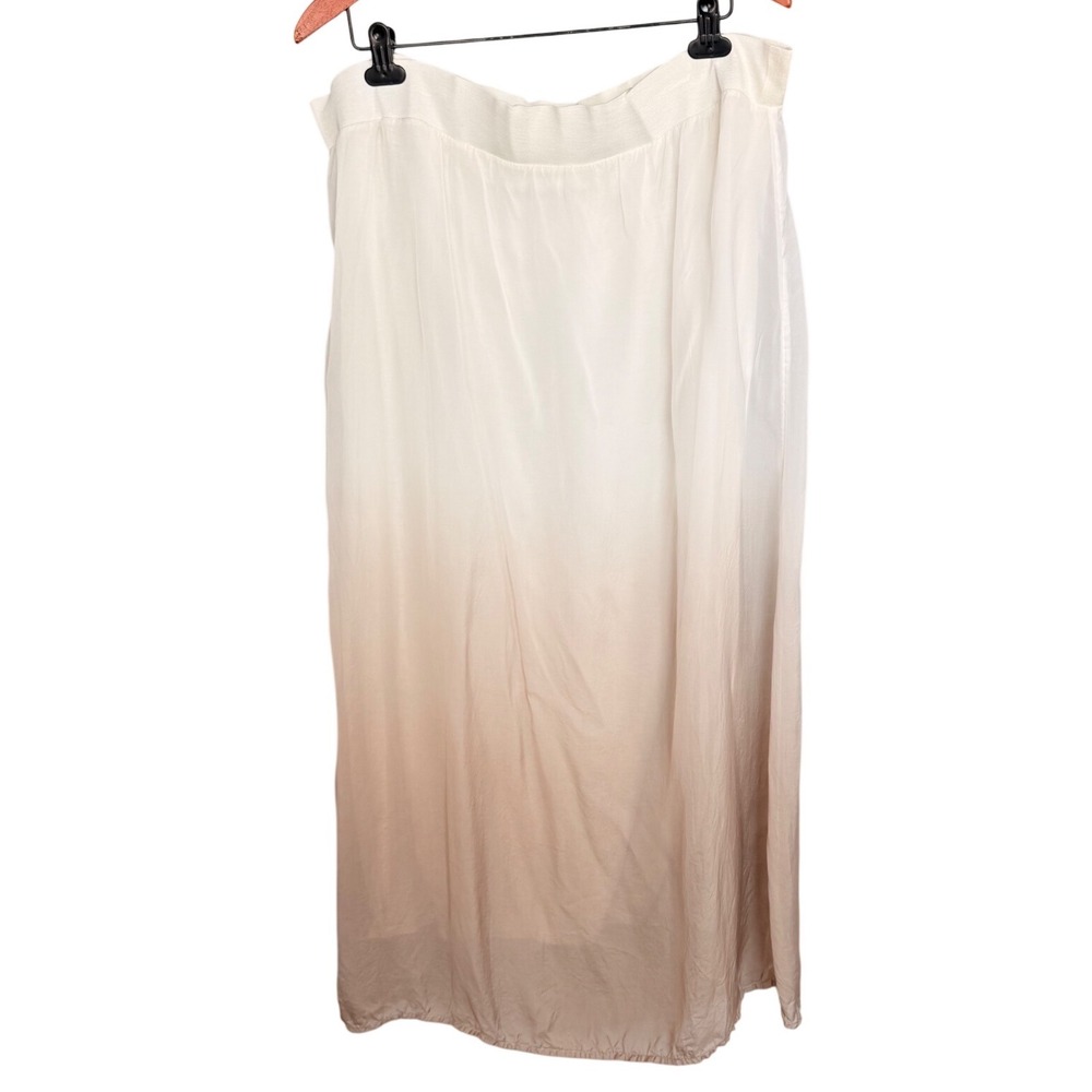 Chicos Ombre Maxi‎ Skirt Cream Tan Rayon Boho Flowy Size 2 Large XL